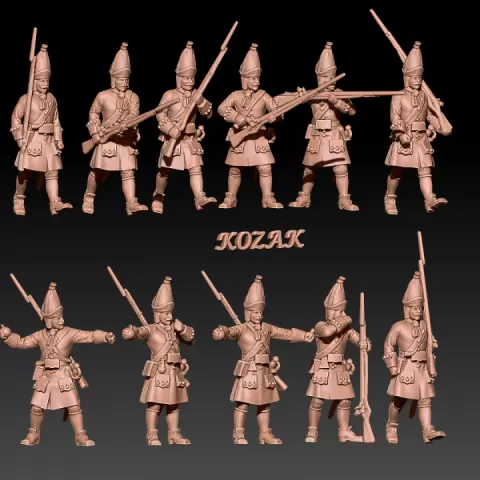 Russian grenadiers in mitre hats GNW (1700-1721) set 2 by Kozak miniatures