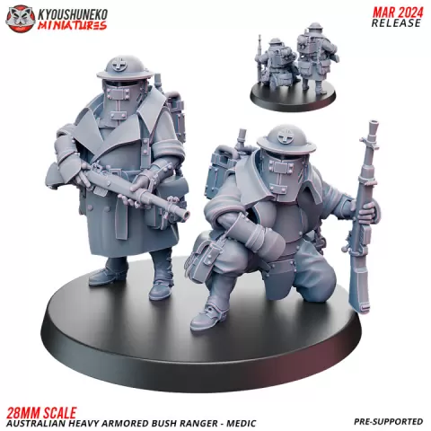 Medic Team - Australian Heavy Armored Bush Ranger ww2 by Kyoushuneko Miniatures