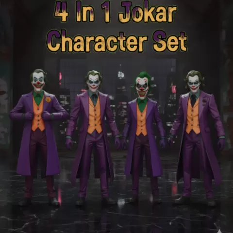 The Joker 4-in-1 3D Printable Character Set | High-Detail Villain Model Collection