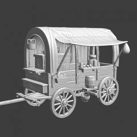 Medieval wagon shop - food and drinks to go by Northern Crusades Miniatures