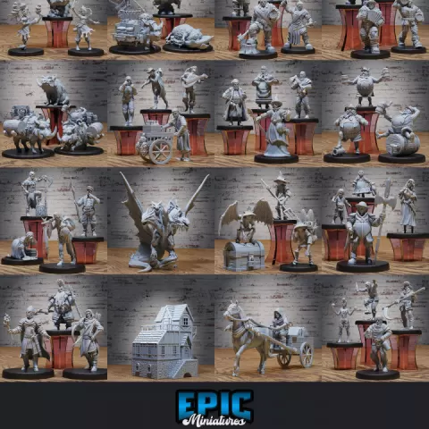 Festival Village Set / Villager & Townsfolk Encounter / City Residents Collection / Pre-Supported by Epic-Miniatures