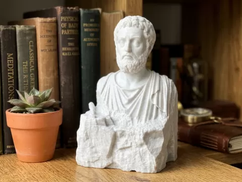 Contemplative Classical Bust with Chisel