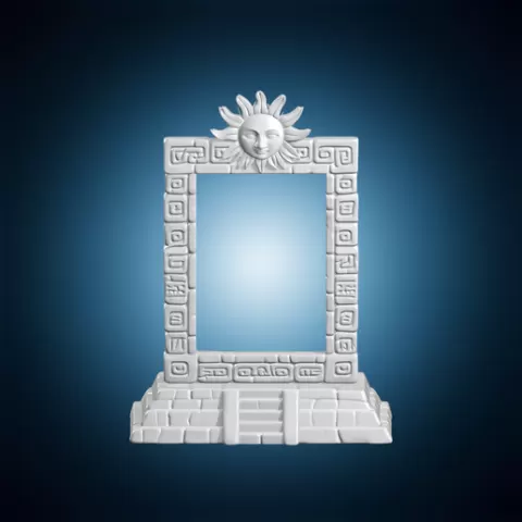 Aztec Stone Scroll Frame 3D Print Model