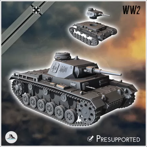 Panzer III Ausf. F - Germany Eastern Western Front Normandy Russia Berlin Bulge WWII by Hartolia Miniatures