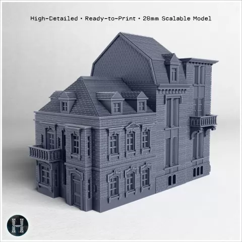 Set of three stone multi-storey buildings with side staircase (23) - Modern WW2 WW1 World War Diaroma Wargaming RPG Mini Hobby by Hartolia Miniatures