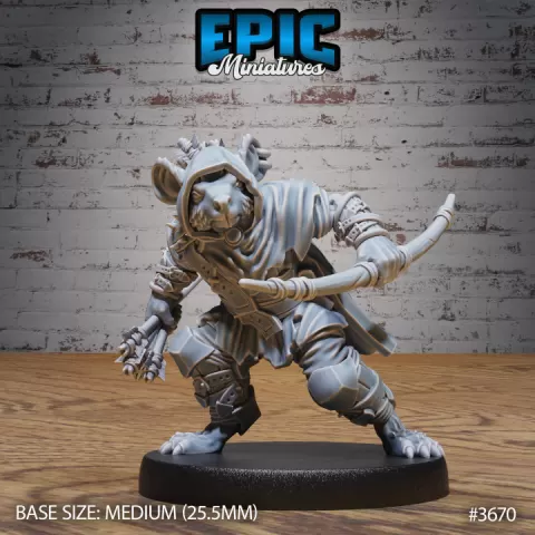 Mice Folk Raider Archer / Rat Warrior / Mouse Fighter / Wildling Bandit / Barbarian Animal by Epic-Miniatures