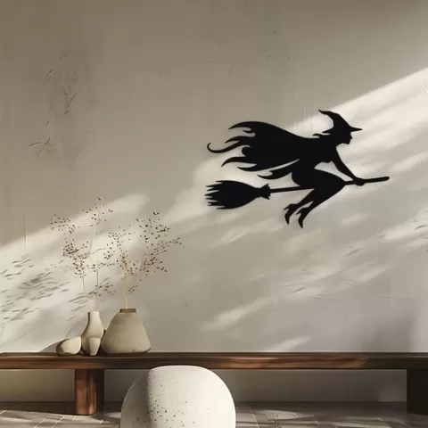 Witch on Broomstick Wall Decor