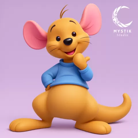 Roo 3D collectible figure | Cheerful baby kangaroo from the Hundred Acre Wood in cartoon style
