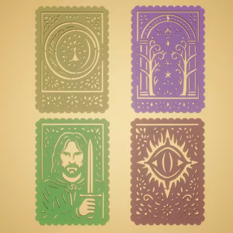 Paper Cutting - The Lord of the Rings (Set of 4 Models) Magnet