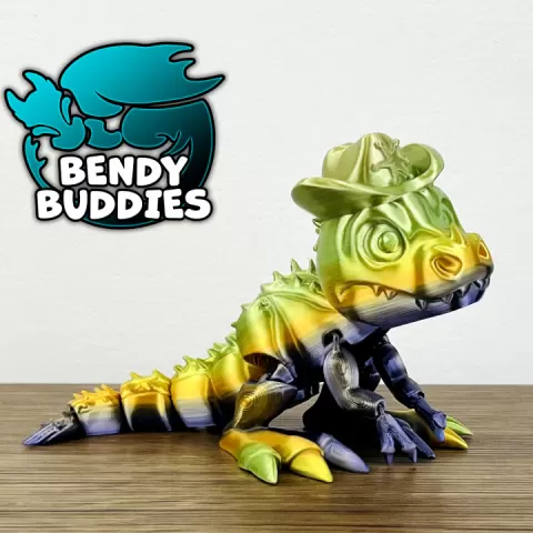 Sheriff Spike Hat / T-Rex Articulated / Print-in-Place Dinosaur / Cute Tyrannosaurus / Dino World Beast by Bendy Buddies