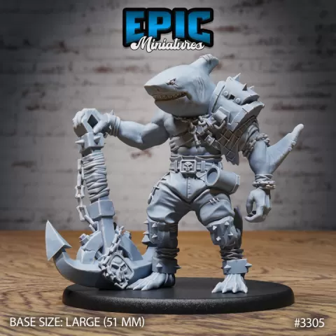 Shark Folk Anchor Pirate / Underwater Corsair / Water Predator / Evil Swimmer / Ancient Beast / Sea & Ocean Encounter by Epic-Miniatures