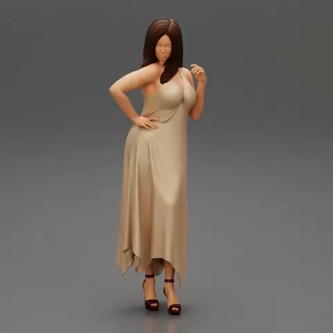 woman wearing sleeve loose dress by 3DGeschaft Miniatures Figures