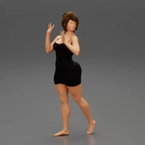 Young Sexy Woman Wearing Mini Dress by 3DGeschaft Miniatures Figures