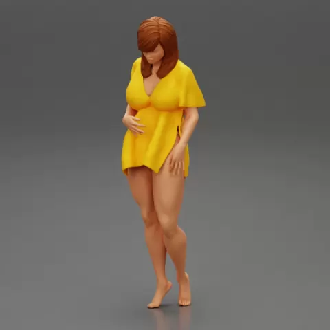Young Girl In Fashion Pose And Night Dress by 3DGeschaft Miniatures Figures