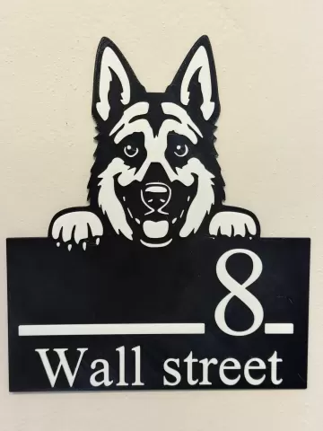 German Shepherd house number sign