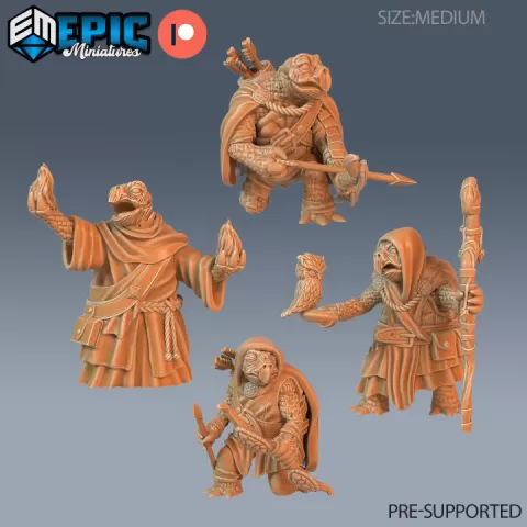 Turtle Folk Tribe Set / Tortoise Fighter / Male Water Humanoid Warrior / Aqua Villager / Ocean & Sea Encounter by Epic-Miniatures