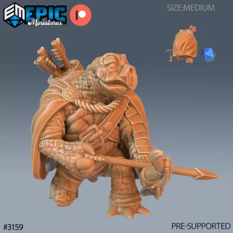 Turtle Folk Tribe Archer / Tortoise Fighter / Aqua Villager / Male Water Humanoid Warrior / Ocean & Sea Encounter by Epic-Miniatures