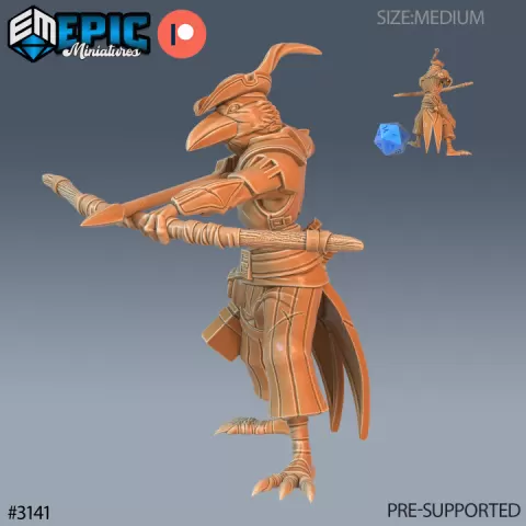 Crow Hood Ranger Shooting / Bird Folk / Birdfolk Warrior / Raven Humanoid / Wild Animal Beast / Forest Encounter by Epic-Miniatures
