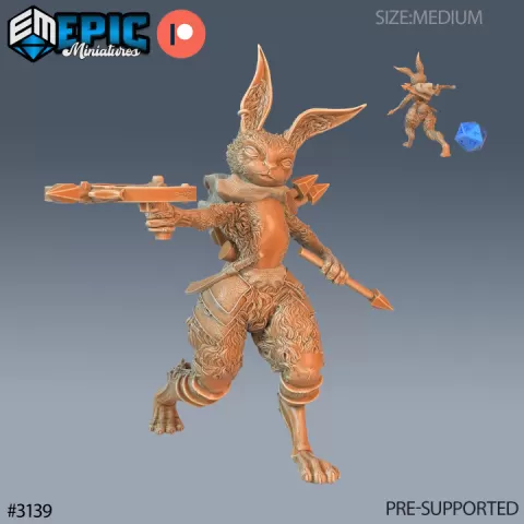 Rabbit Folk Warrior Fighting / Bunny Warrior / Rodent Tribe / Wild Animal Humanoid / Hare Army by Epic-Miniatures