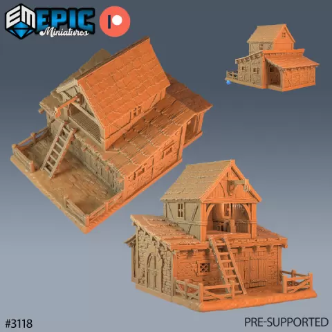 Horse Stable / Farm Building / Farmhouse / Stallion Barn / Mount Shed / Animal Housing by Epic-Miniatures