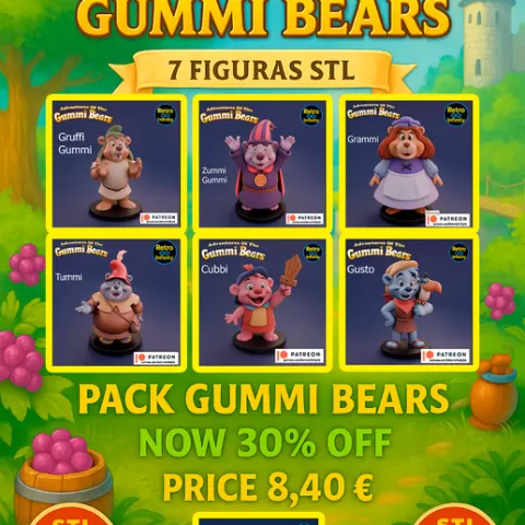 Pack 1 - Gummi Bears Heroes 3D figures Retro Infinity style (7 characters, 80-110mm) : vinyl collectible