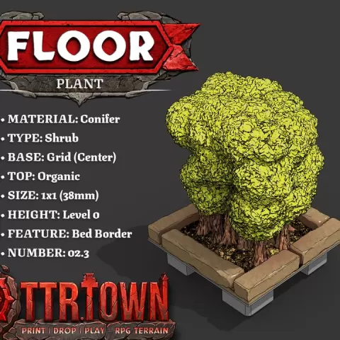 Floor - Foliage - Shrub (SMALL) - Conifer - Base (CENTER) - Bed Border - 02.3 - TTR Town Minis by TTR.Town