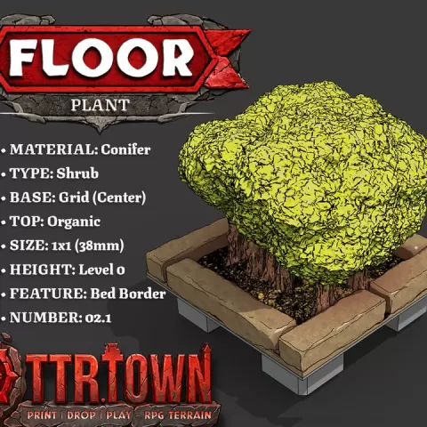 Floor - Foliage - Shrub (SMALL) - Conifer - Base (CENTER) - Bed Border - 02.1 - TTR Town Minis by TTR.Town