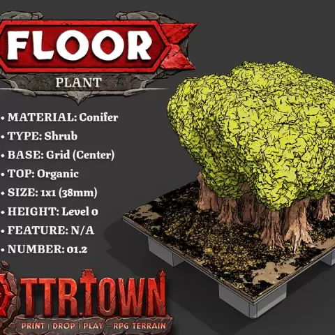 Floor - Foliage - Plant - Shrub (SMALL) - Conifer - Base (CENTER) - 01.2 - TTR Town Minis by TTR.Town
