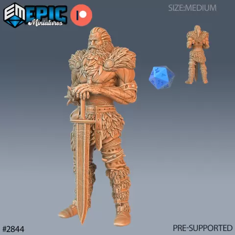 Barbarian Viking Warrior Standing / Nordic Fighter / Male Norse Raider / Wildling / Arctic Guard by Epic-Miniatures