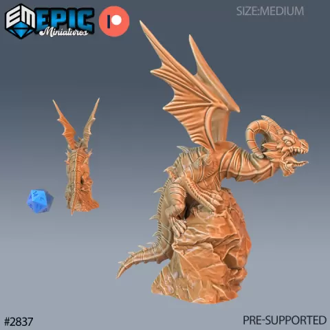 Dragon Wyrmling Angry / Legendary Drake / Winged Mountain Encounter / Ancient Viking Beast by Epic-Miniatures