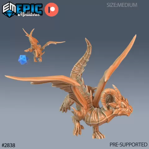 Dragon Wyrmling Flying / Legendary Drake / Winged Mountain Encounter / Ancient Viking Beast by Epic-Miniatures