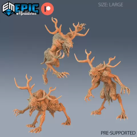 Wendigo Set / Natural Spirit / Horned Evil Beast / Mythical Humanoid / Undead Forest Encounter by Epic-Miniatures