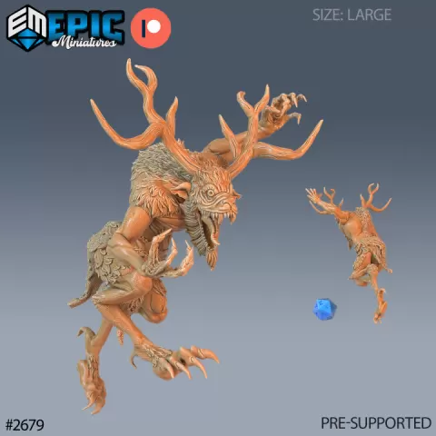 Wendigo Jumping / Natural Spirit / Horned Evil Beast / Mythical Humanoid / Undead Forest Encounter by Epic-Miniatures