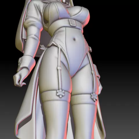 Sexy Anime Nun Waifu – Stylized Battle Sister Bust with Veil & Robes – 3D Print Statue