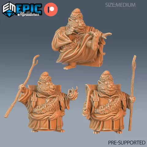Traveling Hamster Monk Set / Rodent Tribe / Halfling Villager / Mysterious Humanoid / Wild Animal Warrior by Epic-Miniatures