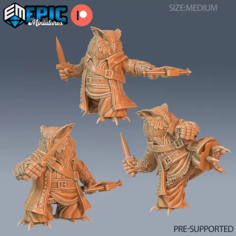 Bird Folk Owl Ranger Set / Birdfolk Warrior / Wild Animal Beast / Forest Encounter by Epic-Miniatures