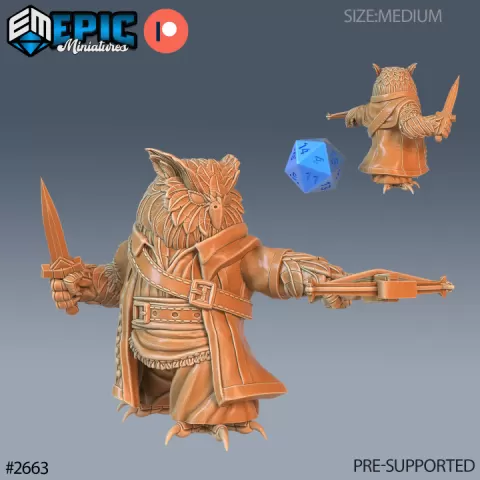 Bird Folk Owl Ranger Crossbow / Birdfolk Warrior / Wild Animal Beast / Forest Encounter by Epic-Miniatures