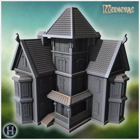 Gothic house 13 - Medieval Gothic Feudal Old Archaic Saga 28mm 15mm RPG by Hartolia Miniatures