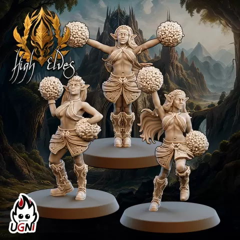 Elfs Cheerleaders x3 - High Elves - Fantasy Football by UGNI Miniatures