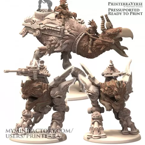 017 OSIRIAN ROMANUS Terror Bird Rider for Greater Good and Final Iron Magictech Fantasy Mechanical Rider Lionus by Printerra Studios