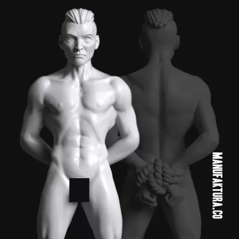 Sub Series 32 - Naked & Bound Male Prisoner Slave by Manufaktura Miniatures LLC