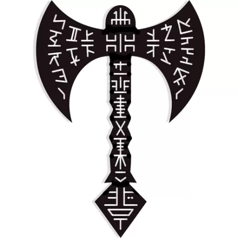 Viking axe with runes carved into the blade 3 - 2D/3D Wall Art STL+SVG For CNC Router, Plasma, Waterjet, Laser & 3D Printer