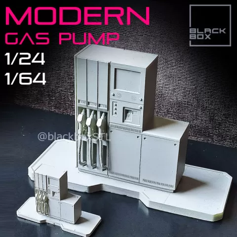Modern Gas Station Diorama 1-24 and 1-64th scale 3D print model by black-box-MINIATURES STL