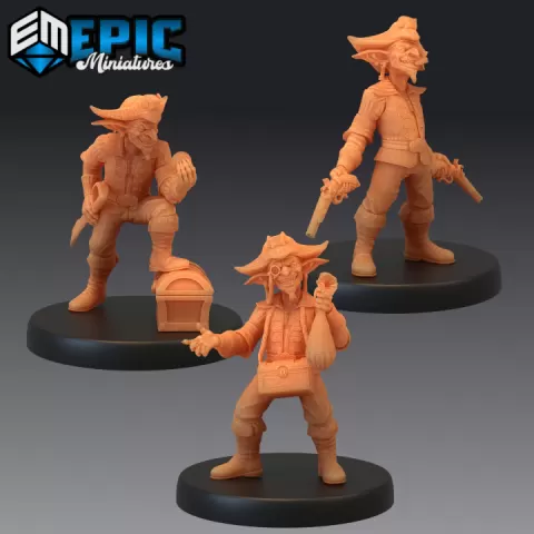 Goblin Pirate Set / Green Skin Army Soldier / Corsair Master / Male Captain by Epic-Miniatures