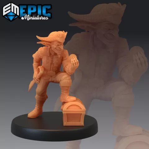 Goblin Pirate Treasure / Green Skin Army Soldier / Corsair Master / Male Captain by Epic-Miniatures
