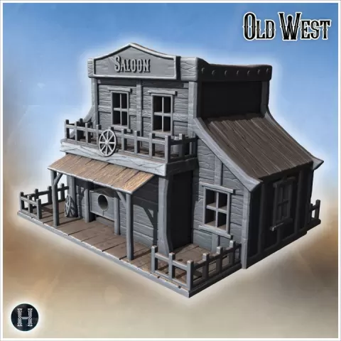 Western saloon with floor and fence (1) - Wild West USA America cow-boy by Hartolia Miniatures
