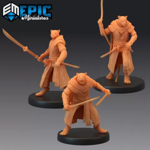 Catfolk Panther Pirate Set / Corsair Captain Master / Werejaguar Warrior / Male Were Puma by Epic-Miniatures