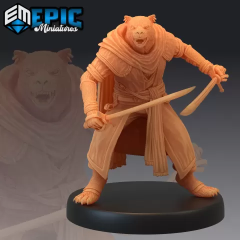 Catfolk Panther Pirate Angry / Corsair Captain Master / Werejaguar Warrior / Male Were Puma by Epic-Miniatures