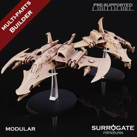 Yldrian Conclave Akakage and Kurokage Fighters, Surrogate Miniatures January 2026 Vehicle Unit Release by Surrogate Miniatures