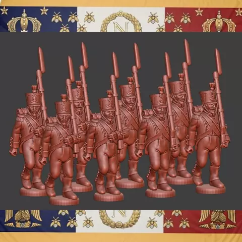 28mm Napoleonic French Line btg Elites coy 1812-15 by MC Miniatures